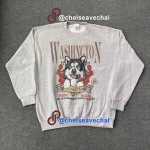 Vintage 1992 University Of Washington Huskies Rose Bowl Football Sweatshirt